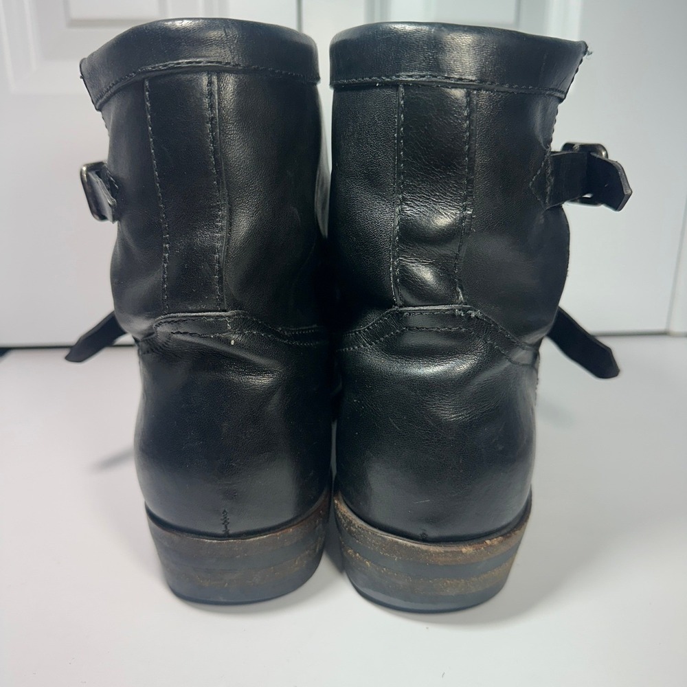 Ralph Lauren St Mortiz Garret Boots Mens 10 Black Leather Buckle Italy Moto - Picture 5 of 9